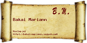 Bakai Mariann névjegykártya